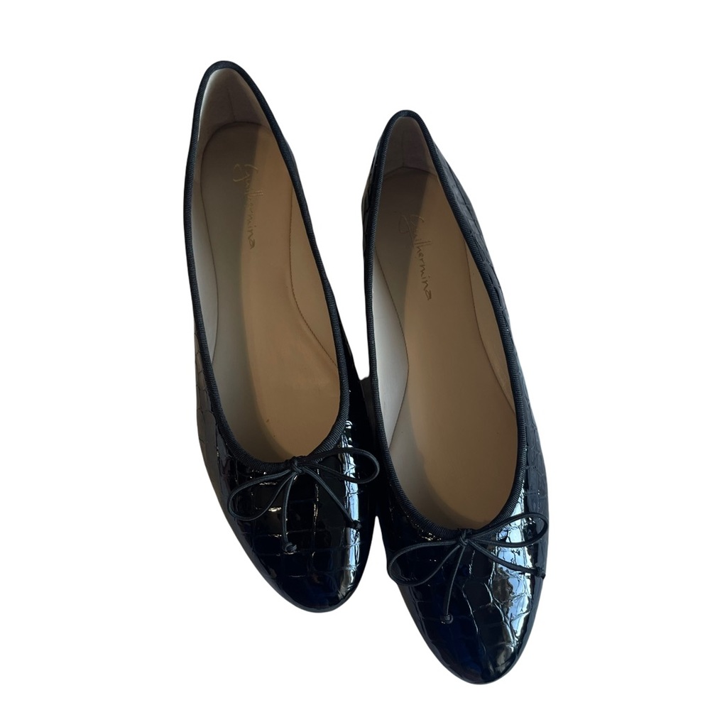 Guilhermina Anthropologie Ballerina Embossed Black Flats Size 10